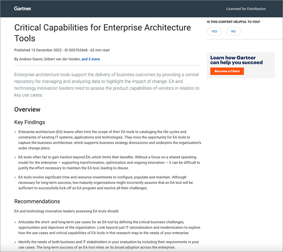 2022 gartner critical capabilities for enterprise architecture tools