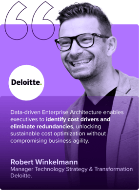 Data-driven enterprise architecture enables executives to identify cost drivers and eliminate redundancies, unlocking sustainable cost optimization without compromising business agility. Robert Winklemann - technology manager at Deloitte
