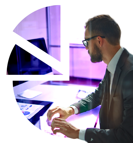 Guy on computer in graph