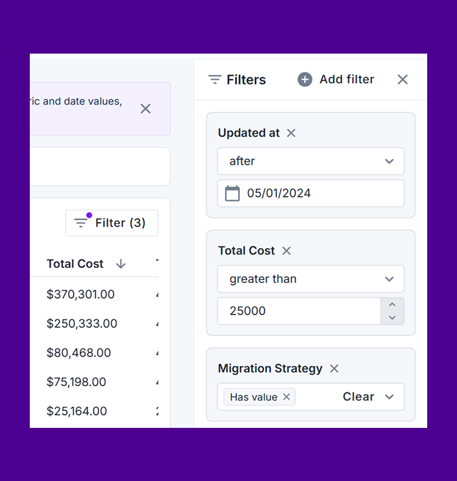 Filtring Options