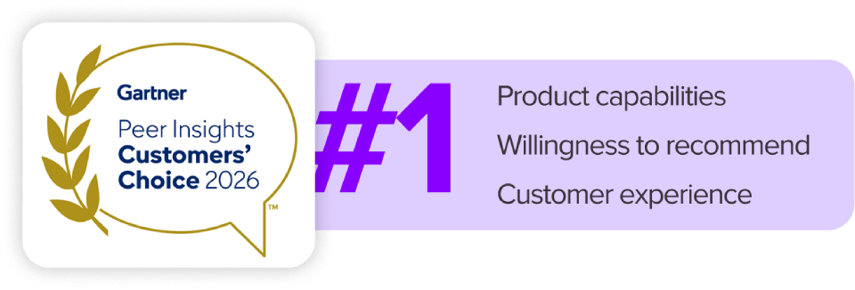 Gartner peer insights customers choice 2026 - #1 product capabilities - willingness to recommend - customer experience